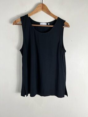 Habitat Black Sleeveless Jersey Knit  Blouse Size Small Scoop Neck Relaxed Fit